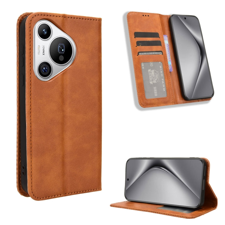 Custodia per telefono in pelle con trama retrò con fibbia magnetica, For Huawei Mate 70, For Huawei nova 13 Pro 5G, For Huawei Pura 70 Ultra, For Huawei Pura 70 Pro / 70 Pro+, For Huawei nova 12i 4G / Enjoy 70 Pro 4G, For Huawei Pura 70