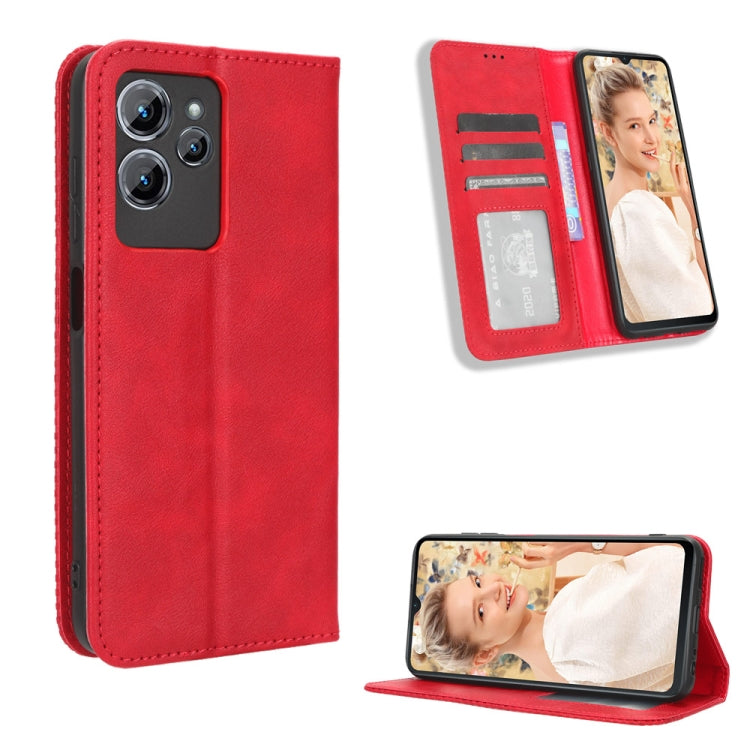 Custodia per telefono in pelle con trama retrò con fibbia magnetica, For Oukitel C33, For Oukitel C32