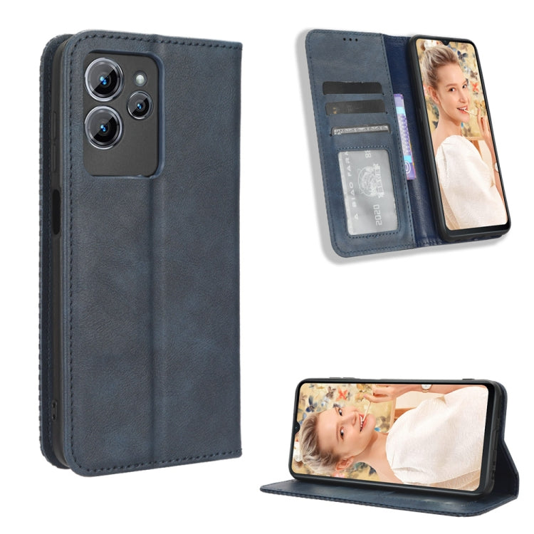 Custodia per telefono in pelle con trama retrò con fibbia magnetica, For Oukitel C33, For Oukitel C32