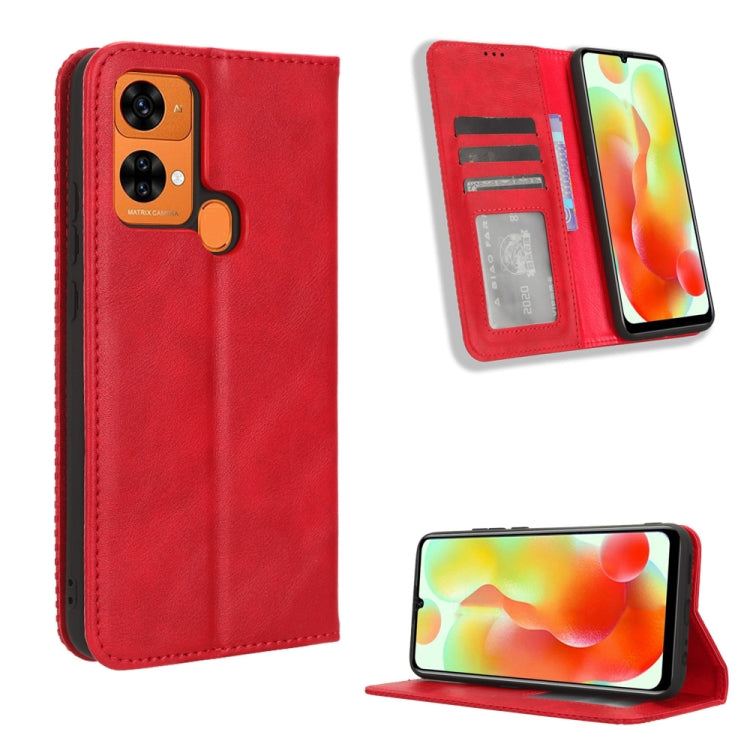 Custodia per telefono in pelle con trama retrò con fibbia magnetica, For Oukitel C33, For Oukitel C32