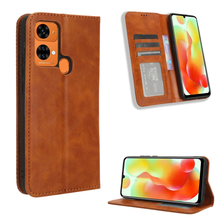 Custodia per telefono in pelle con trama retrò con fibbia magnetica, For Oukitel C33, For Oukitel C32
