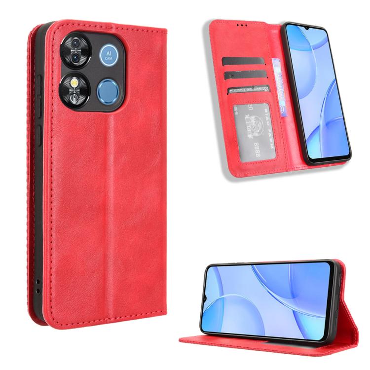 Custodia per telefono in pelle con trama retrò con fibbia magnetica, For Oukitel C1 / C1 Pro, For Oukitel C60 / C60 Pro, For Oukitel C65 / C65 Pro, For Oukitel C61 / C61 Pro, For Oukitel C58 / C58 Pro, For Oukitel C57S