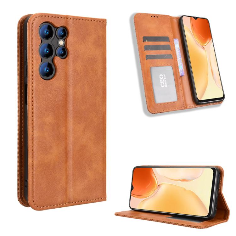 Custodia per telefono in pelle con trama retrò con fibbia magnetica, For Oukitel C1 / C1 Pro, For Oukitel C60 / C60 Pro, For Oukitel C65 / C65 Pro, For Oukitel C61 / C61 Pro, For Oukitel C58 / C58 Pro, For Oukitel C57S