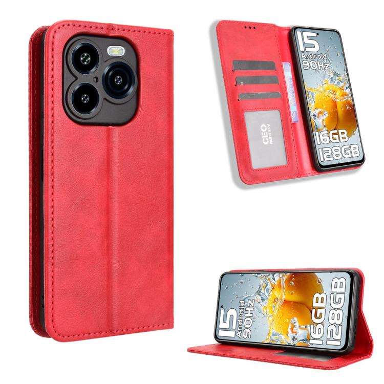Custodia per telefono in pelle con trama retrò con fibbia magnetica, For Oukitel C1 / C1 Pro, For Oukitel C60 / C60 Pro, For Oukitel C65 / C65 Pro, For Oukitel C61 / C61 Pro, For Oukitel C58 / C58 Pro, For Oukitel C57S