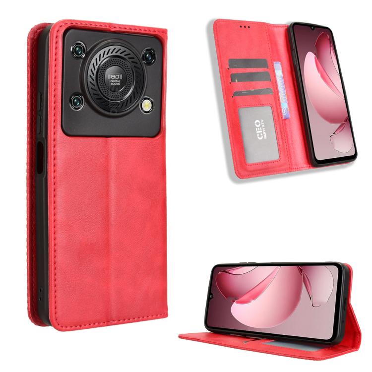 Custodia per telefono in pelle con trama retrò con fibbia magnetica, For Oukitel C1 / C1 Pro, For Oukitel C60 / C60 Pro, For Oukitel C65 / C65 Pro, For Oukitel C61 / C61 Pro, For Oukitel C58 / C58 Pro, For Oukitel C57S