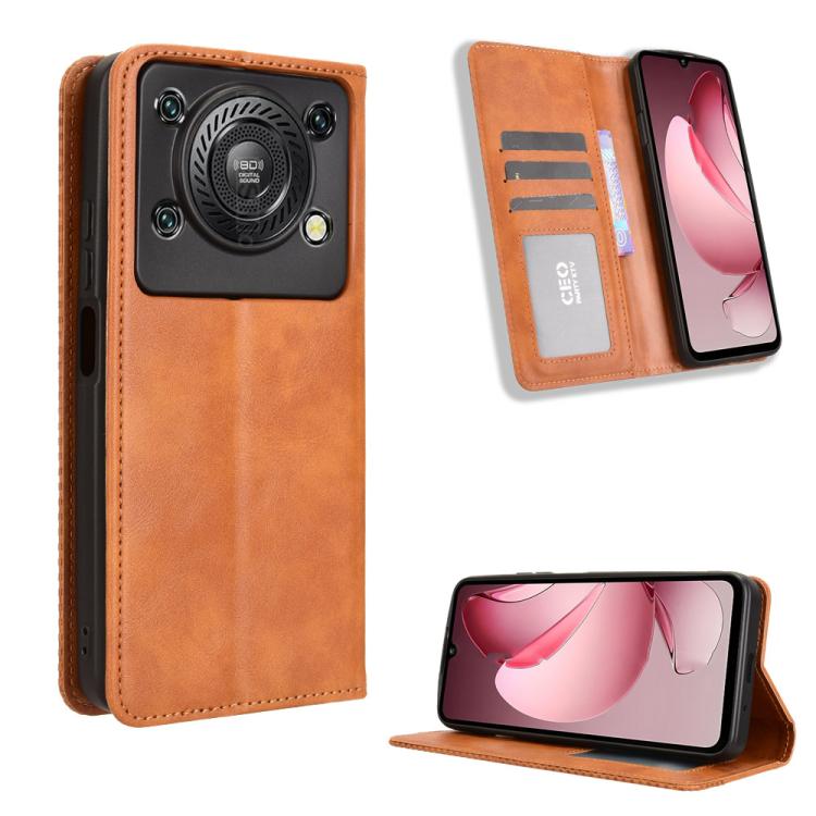 Custodia per telefono in pelle con trama retrò con fibbia magnetica, For Oukitel C1 / C1 Pro, For Oukitel C60 / C60 Pro, For Oukitel C65 / C65 Pro, For Oukitel C61 / C61 Pro, For Oukitel C58 / C58 Pro, For Oukitel C57S