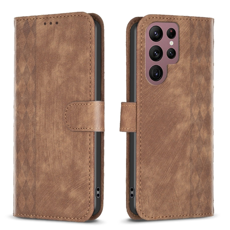 Custodia portafoglio in pelle goffrata per Samsung Galaxy S22 Ult