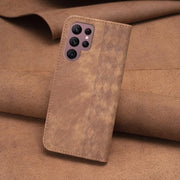Custodia portafoglio in pelle goffrata per Samsung Galaxy S22 Ult