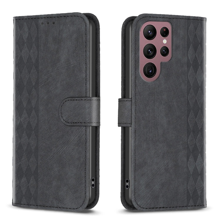 Custodia portafoglio in pelle goffrata per Samsung Galaxy S22 Ult