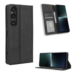 Custodia per telefono in pelle con trama retrò con fibbia magnetica, For Sony Xperia 1 V, For Sony Xperia 10 V