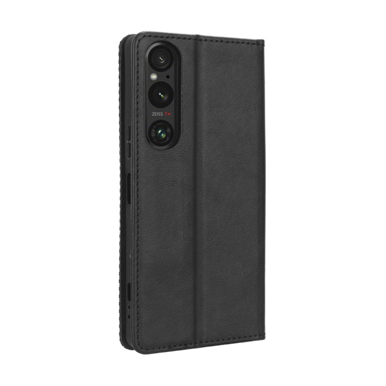 Custodia per telefono in pelle con trama retrò con fibbia magnetica, For Sony Xperia 1 V, For Sony Xperia 10 V