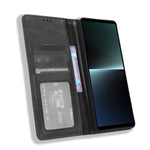 Custodia per telefono in pelle con trama retrò con fibbia magnetica, For Sony Xperia 1 V, For Sony Xperia 10 V