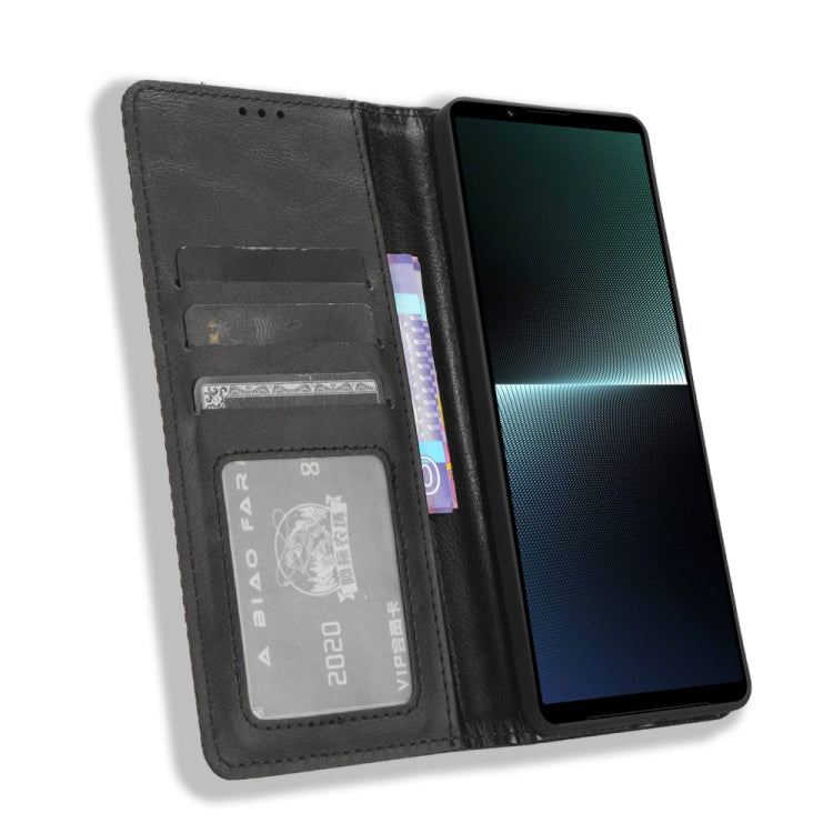 Custodia per telefono in pelle con trama retrò con fibbia magnetica, For Sony Xperia 1 V, For Sony Xperia 10 V