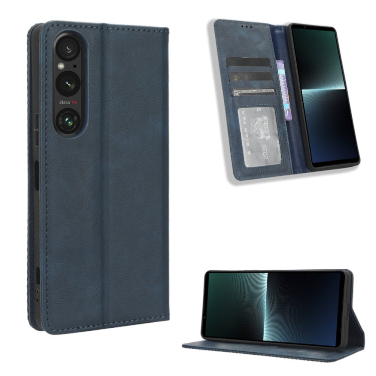 Custodia per telefono in pelle con trama retrò con fibbia magnetica, For Sony Xperia 1 V, For Sony Xperia 10 V