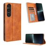 Custodia per telefono in pelle con trama retrò con fibbia magnetica, For Sony Xperia 1 V, For Sony Xperia 10 V