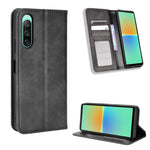 Custodia per telefono in pelle con trama retrò con fibbia magnetica, For Sony Xperia 1 V, For Sony Xperia 10 V