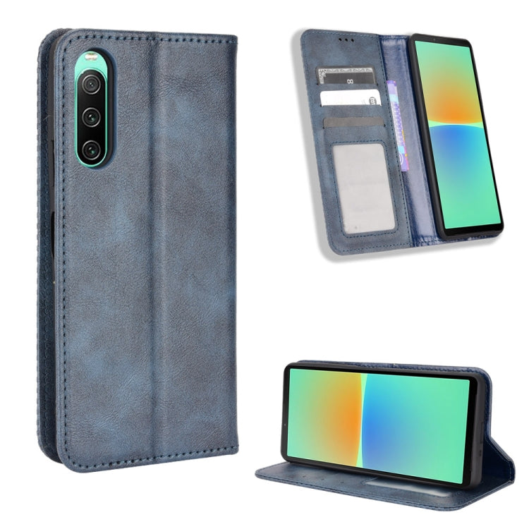 Custodia per telefono in pelle con trama retrò con fibbia magnetica, For Sony Xperia 1 V, For Sony Xperia 10 V