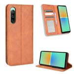 Custodia per telefono in pelle con trama retrò con fibbia magnetica, For Sony Xperia 1 V, For Sony Xperia 10 V