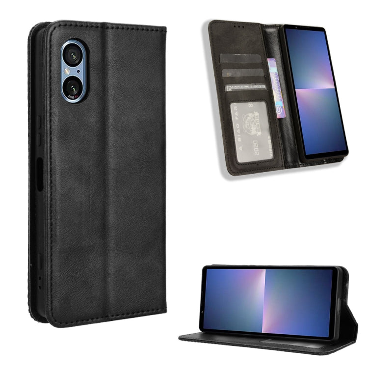Custodia per telefono in pelle con trama retrò con fibbia magnetica, For Sony Xperia 1 VIII, For Sony Xperia 10 VII, For Sony Xperia 1 VII, For Sony Xperia 10 VI 2024, For Sony Xperia 1 VI 2024, For Sony Xperia 5 V 2023
