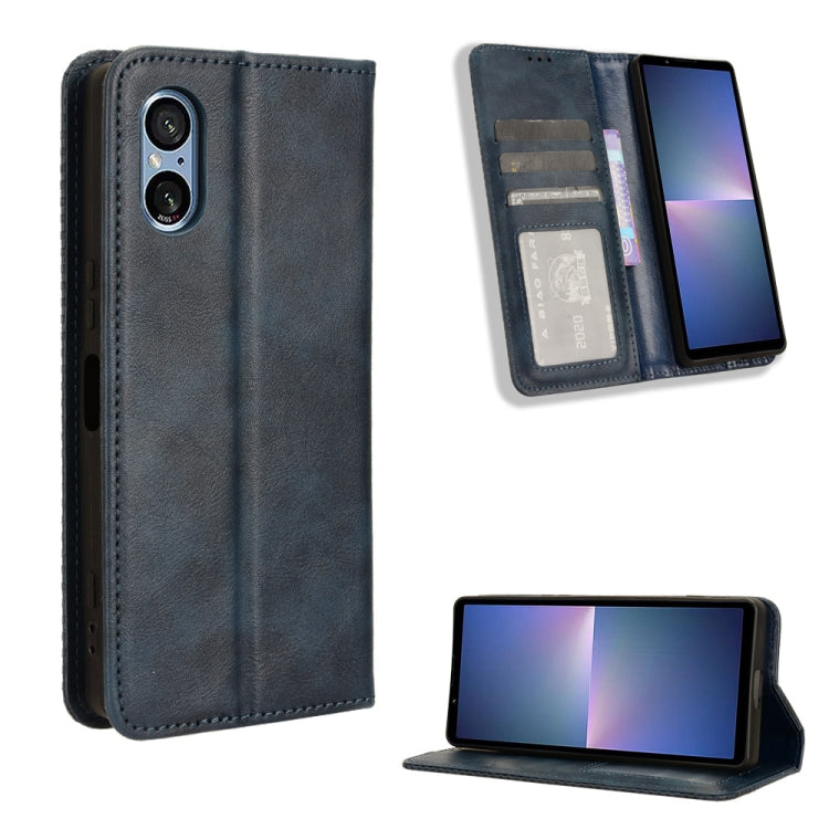 Custodia per telefono in pelle con trama retrò con fibbia magnetica, For Sony Xperia 1 VIII, For Sony Xperia 10 VII, For Sony Xperia 1 VII, For Sony Xperia 10 VI 2024, For Sony Xperia 1 VI 2024, For Sony Xperia 5 V 2023