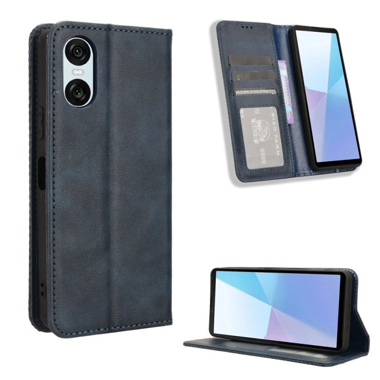Custodia per telefono in pelle con trama retrò con fibbia magnetica, For Sony Xperia 1 VIII, For Sony Xperia 10 VII, For Sony Xperia 1 VII, For Sony Xperia 10 VI 2024, For Sony Xperia 1 VI 2024, For Sony Xperia 5 V 2023