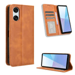 Custodia per telefono in pelle con trama retrò con fibbia magnetica, For Sony Xperia 1 VIII, For Sony Xperia 10 VII, For Sony Xperia 1 VII, For Sony Xperia 10 VI 2024, For Sony Xperia 1 VI 2024, For Sony Xperia 5 V 2023