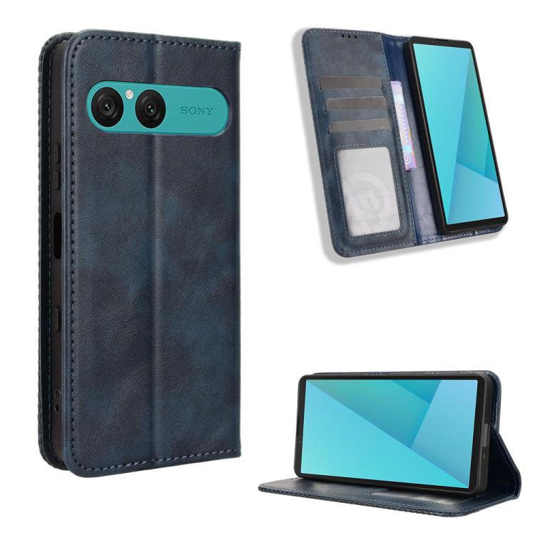 Custodia per telefono in pelle con trama retrò con fibbia magnetica, For Sony Xperia 1 VIII, For Sony Xperia 10 VII, For Sony Xperia 1 VII, For Sony Xperia 10 VI 2024, For Sony Xperia 1 VI 2024, For Sony Xperia 5 V 2023