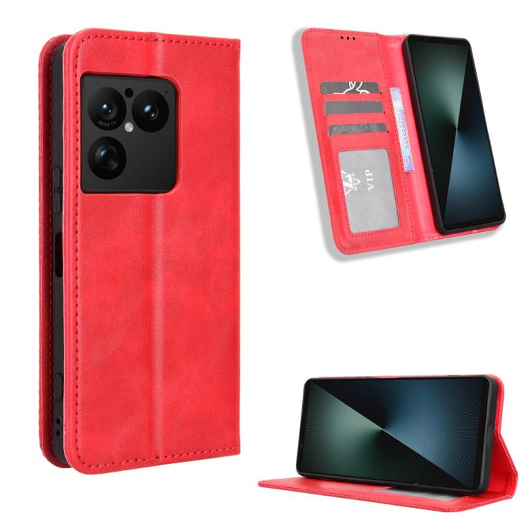 Custodia per telefono in pelle con trama retrò con fibbia magnetica, For Sony Xperia 1 VIII, For Sony Xperia 10 VII, For Sony Xperia 1 VII, For Sony Xperia 10 VI 2024, For Sony Xperia 1 VI 2024, For Sony Xperia 5 V 2023