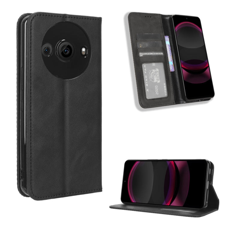 Custodia in pelle con fibbia magnetica per Sharp Aquos R9 Pro