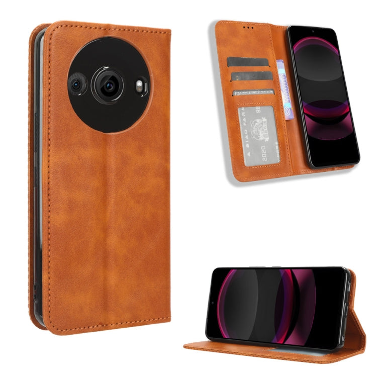 Custodia in pelle con fibbia magnetica per Sharp Aquos R9 Pro