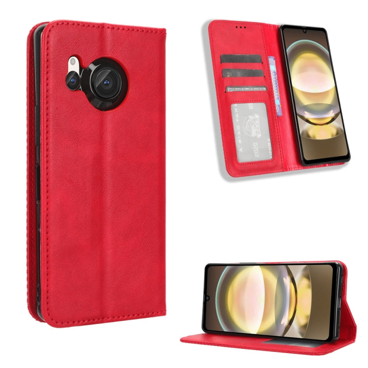 Custodia in pelle con fibbia magnetica per Sharp Aquos R9 Pro