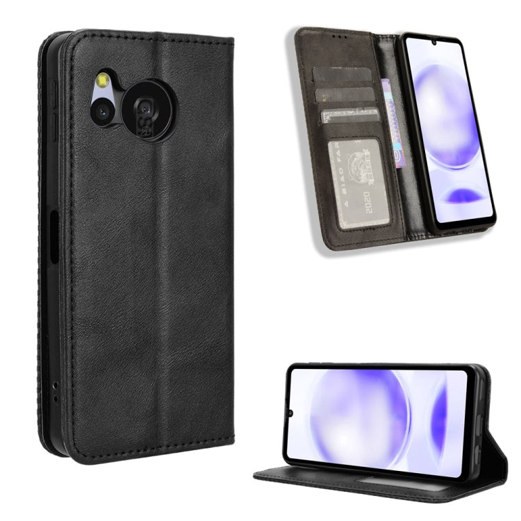 Custodia in pelle con fibbia magnetica per Sharp Aquos R9 Pro