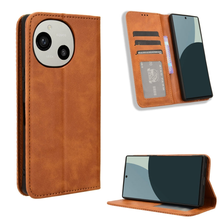 Custodia in pelle con fibbia magnetica per Sharp Aquos R9 Pro