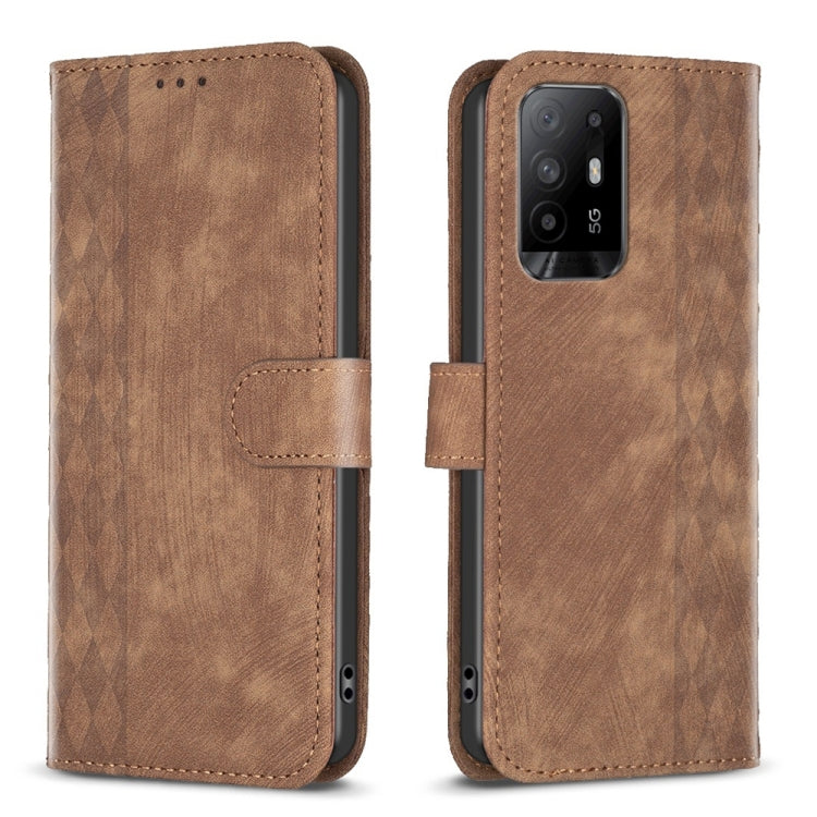 Custodia in pelle goffrata scozzese per OPPO A94 5G, F19 Pro+ 5G, A96 5G e Reno7