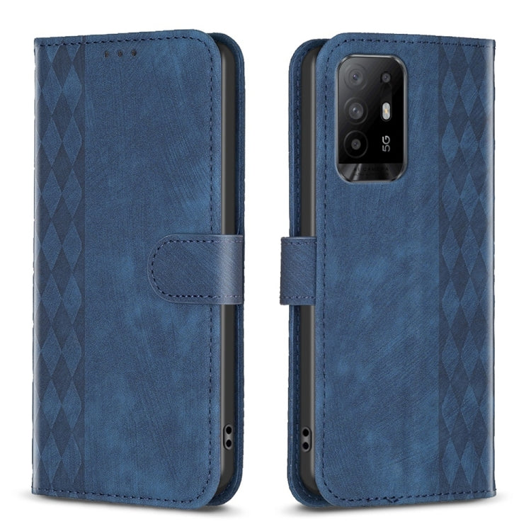 Custodia in pelle goffrata scozzese per OPPO A94 5G, F19 Pro+ 5G, A96 5G e Reno7