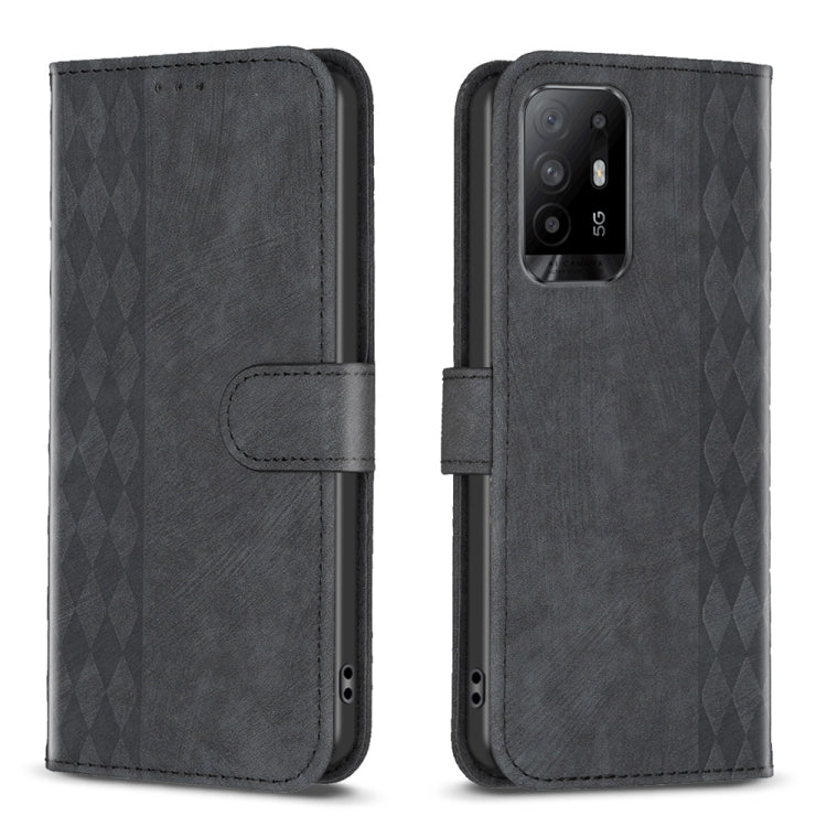Custodia in pelle goffrata scozzese per OPPO A94 5G, F19 Pro+ 5G, A96 5G e Reno7