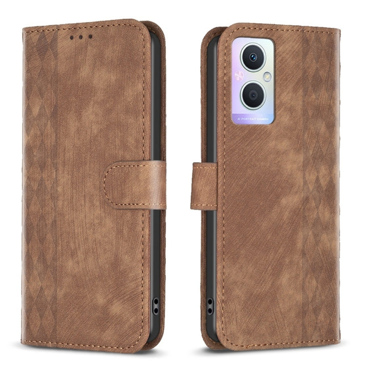 Custodia in pelle goffrata scozzese per OPPO A94 5G, F19 Pro+ 5G, A96 5G e Reno7