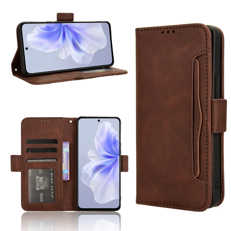 Custodia per telefono in pelle con slot per schede di consistenza al polpaccio, For vivo S18e 5G, For vivo X100 Pro 5G, For vivo X100 5G, For vivo V29E / Y200 5G