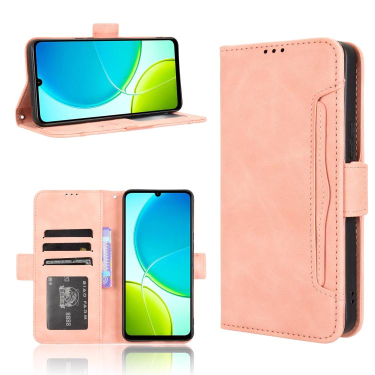 Custodia per telefono in pelle con slot per schede di consistenza al polpaccio, For vivo Y04 4G / Y29s 5G, For vivo V50 5G, For vivo Y19s 4G, For vivo X200 5G