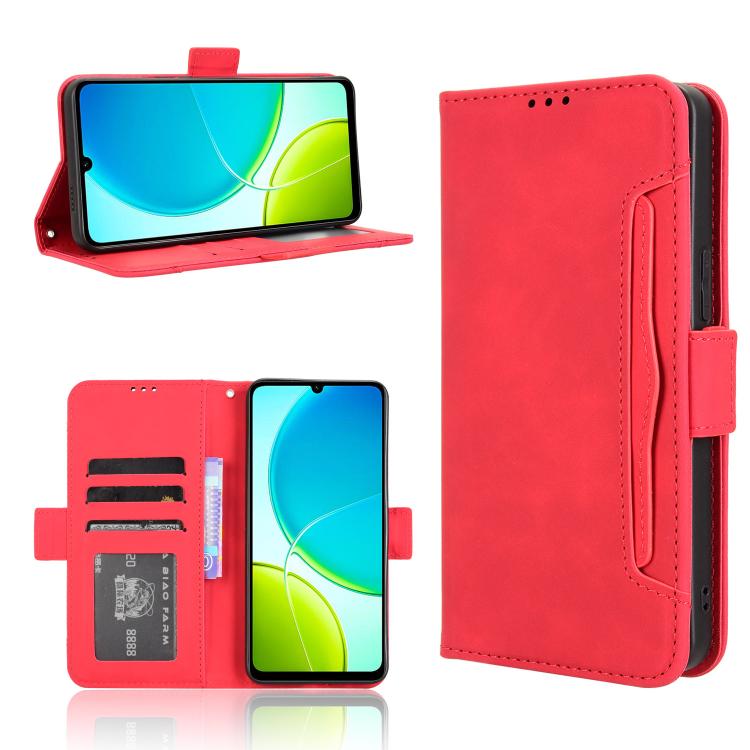 Custodia per telefono in pelle con slot per schede di consistenza al polpaccio, For vivo Y04 4G / Y29s 5G, For vivo V50 5G, For vivo Y19s 4G, For vivo X200 5G