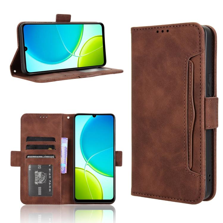 Custodia per telefono in pelle con slot per schede di consistenza al polpaccio, For vivo Y04 4G / Y29s 5G, For vivo V50 5G, For vivo Y19s 4G, For vivo X200 5G
