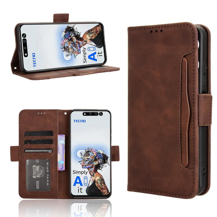 Custodia per telefono in pelle con slot per schede di consistenza al polpaccio, For Tecno Camon 30S 4G / 30S Pro 4G, For Tecno Pova 6 Neo 5G / Spark 30 5G, For Tecno Spark 30 Pro 4G, For Tecno Spark 30 4G