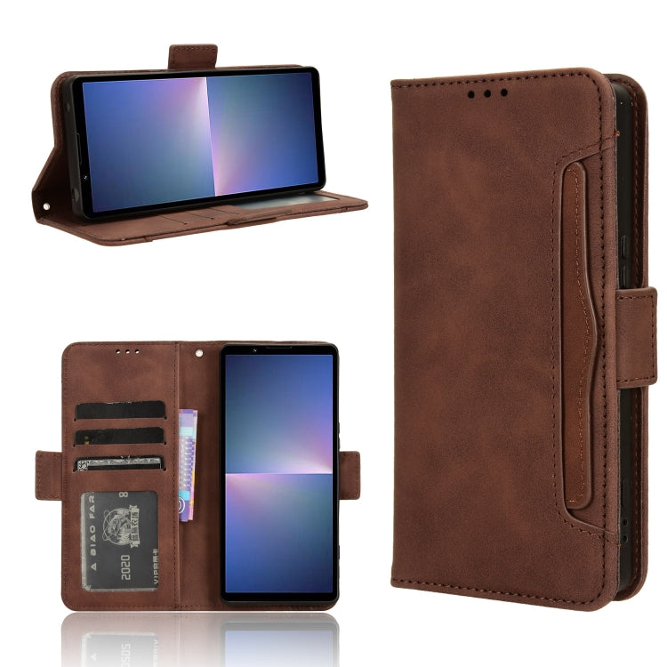 Custodia per telefono in pelle con slot per schede di consistenza al polpaccio, For Sony Xperia 1 VI 2024, For Sony Xperia 5 V 2023, For Sony Xperia 1 V, For Sony Xperia 10 V