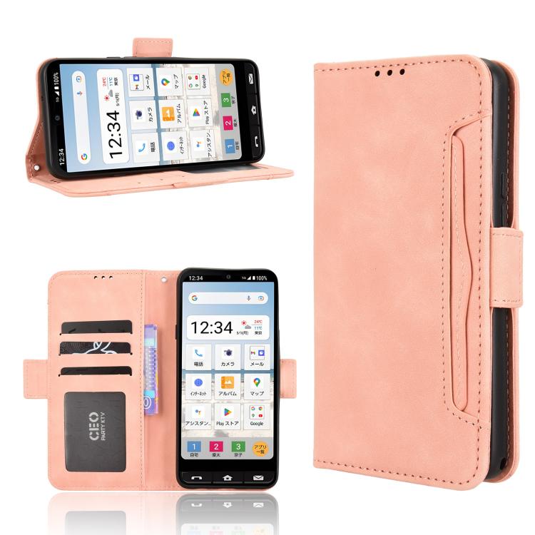 Custodia per telefono in pelle con slot per schede di consistenza al polpaccio, For Sharp Basio Active3, For Sharp Aquos Sense9, For Sharp Aquos R9 Pro, For Sharp Aquos wish4