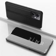 Custodia per telefono in pelle flip orizzontale placcata a specchio con supporto, For Redmi Note 12 4G Global