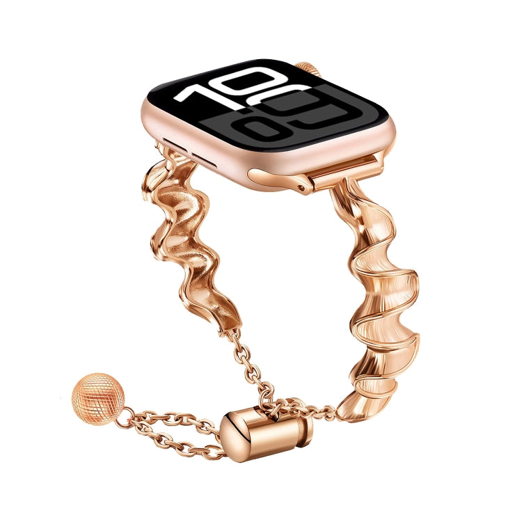 Cinturino in metallo con onde a nastro, For Apple Watch Series 10 46mm, For Apple Watch Series 10 42mm, For Apple Watch SE 2023 44mm, For Apple Watch SE 2023 40mm, For Apple Watch Ultra 2 49mm, For Apple Watch 9 45mm