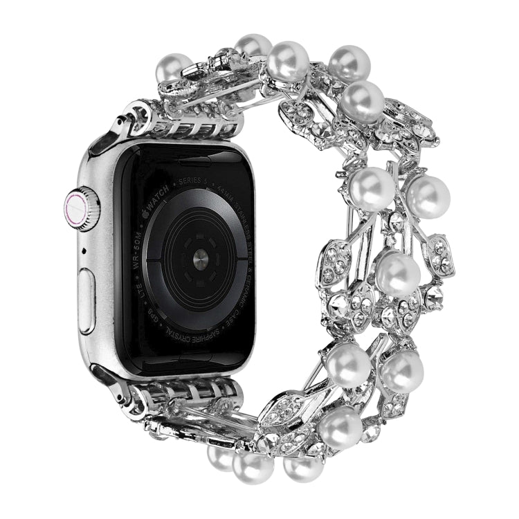 Cinturino per orologio in metallo con perline a quattro foglie, For Apple Watch Series 10 46mm, For Apple Watch Series 10 42mm, For Apple Watch SE 2023 44mm, For Apple Watch SE 2023 40mm, For Apple Watch Ultra 2 49mm, For Apple Watch 9 45mm            ...