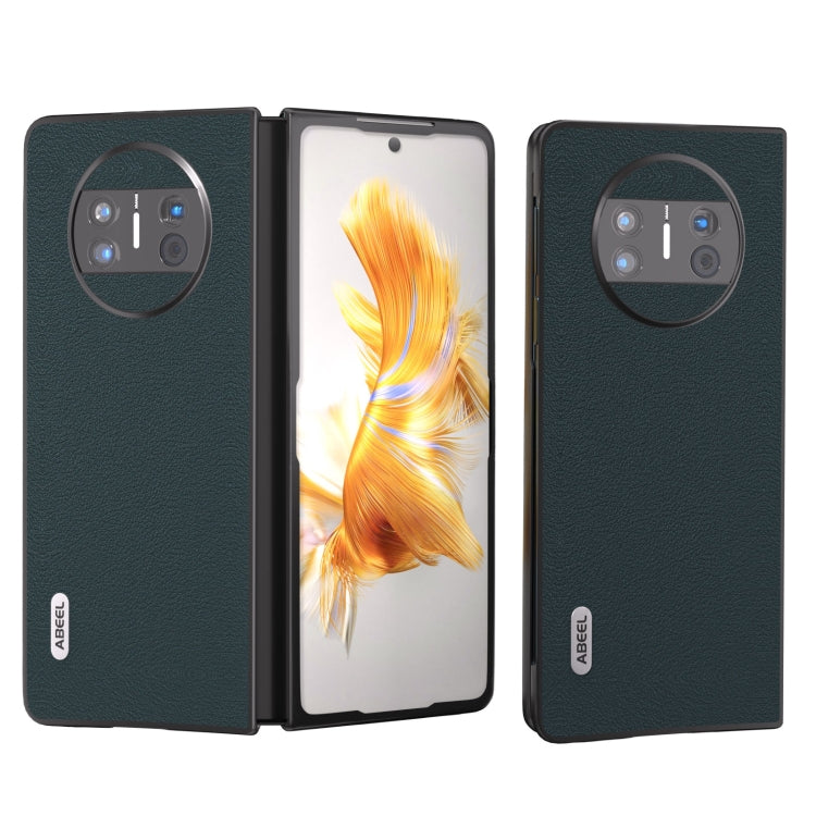 ABEEL Custodia per telefono Wave Black Edge in vera pelle, For Huawei Mate X3, For Huawei Mate 60