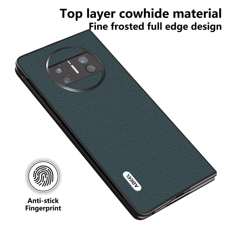 ABEEL Custodia per telefono Wave Black Edge in vera pelle, For Huawei Mate X3, For Huawei Mate 60