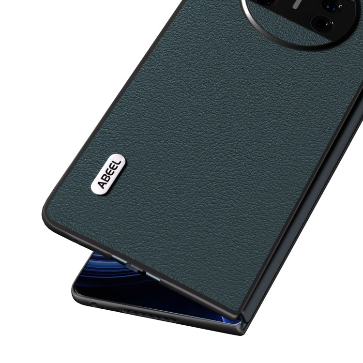 ABEEL Custodia per telefono Wave Black Edge in vera pelle, For Huawei Mate X3, For Huawei Mate 60